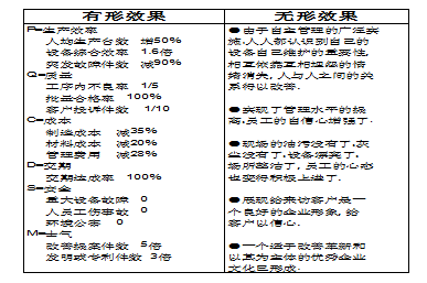 TPM效益改善成果指标体系